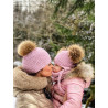 Zimní čepice Maminka & Dítě starorůžová