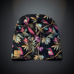 Dětská čepice - tropičtí ptáci